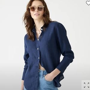 J.Crew Baird McNutt Long Sleeve Navy Linen Button Down Shirt (Sz. 2)